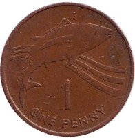 Тунец. Монета 1 пенни. 1984 год, Острова Святой Елены и Вознесения.
