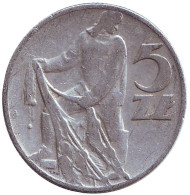 Монета 5 злотых. 1960 год, Польша. Рыбак. Монета 5 злотых. 1960 год, Польша. Рыбак.