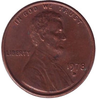 Монета 1 цент. 1978 год (D), США. Линкольн. Монета 1 цент. 1978 год (D), США. Линкольн.