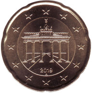 Монета 20 центов. 2019 год (A), Германия. Монета 20 центов. 2019 год (A), Германия.