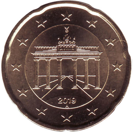 Монета 20 центов. 2019 год (A), Германия.