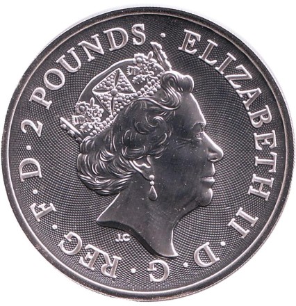 Монета 2 фунта. 2018 год, Великобритания. Год собаки.