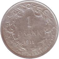 Монета 1 франк. 1911 год, Бельгия. (Der Belgen). Монета 1 франк. 1911 год, Бельгия. (Der Belgen).