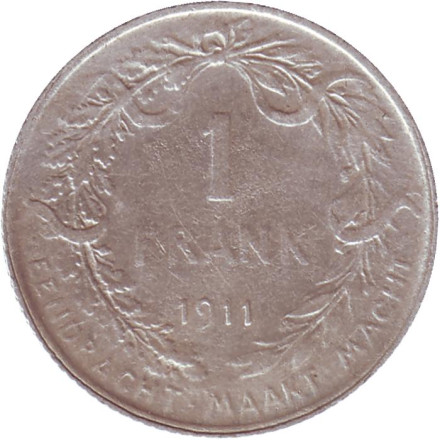 Монета 1 франк. 1911 год, Бельгия. (Der Belgen).