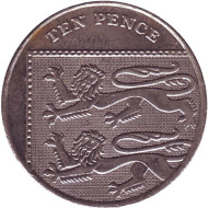 Монета 10 пенсов. 2010 год, Великобритания. Монета 10 пенсов. 2010 год, Великобритания.