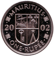 Монета 1 рупия. 2002 год, Маврикий. UNC Сивусагур Рамгулам.
