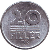 Монета 20 филлеров. 1976 год, Венгрия. Монета 20 филлеров. 1976 год, Венгрия.