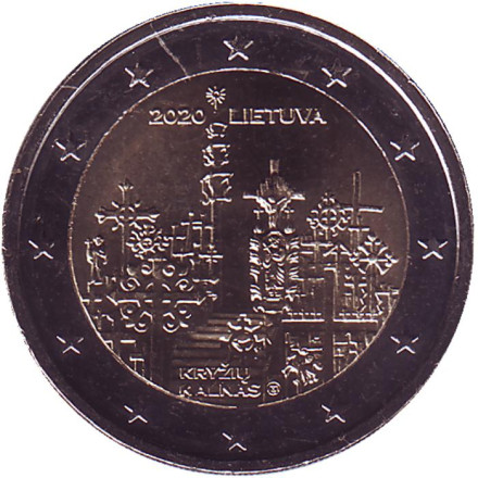 Монета 2 евро. 2020 год, Литва. Гора Крестов.