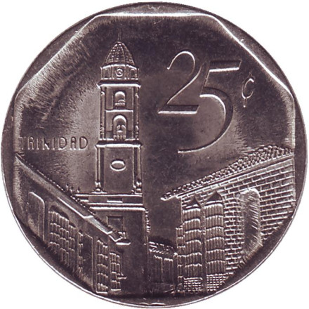 Монета 25 сентаво. 2018 год, Куба. Город-музей Тринидад.
