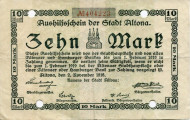 Нотгельд Альтоны. 10 марок, 1918 год, Веймарская республика (Германия). 