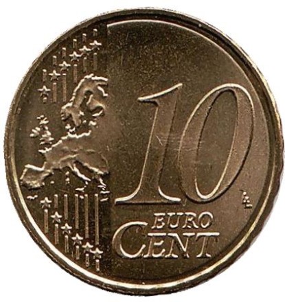 Монета 10 центов. 2016 год, Испания.
