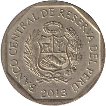 Монета 1 соль. 2013 год, Перу.