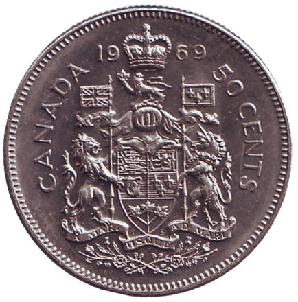 Монета 50 центов. 1969 год, Канада.