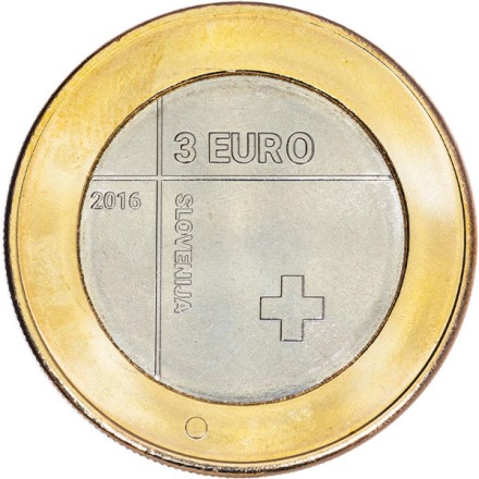 Монета 3 евро. 2016 год, Словения. 150 лет Красному Кресту в Словении. Монета 3 евро. 2016 год, Словения. 150 лет Красному Кресту в Словении.