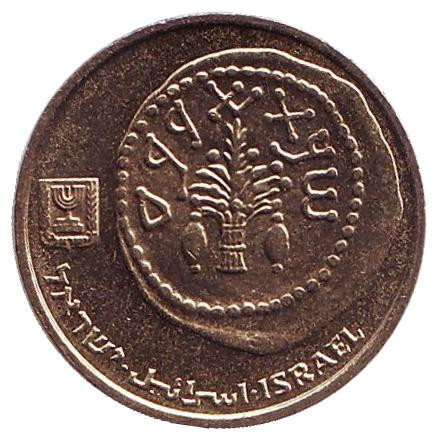Монета 5 агор. 1986 год, Израиль. Древняя монета.