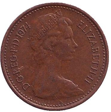 Монета 1/2 пенни. 1974 год, Великобритания.